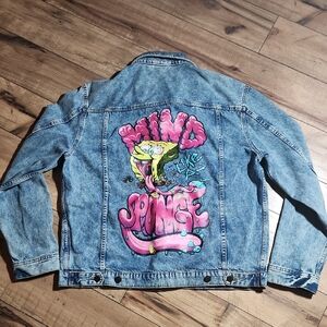 H&M Blue Denim Jacket with Pink Graphic